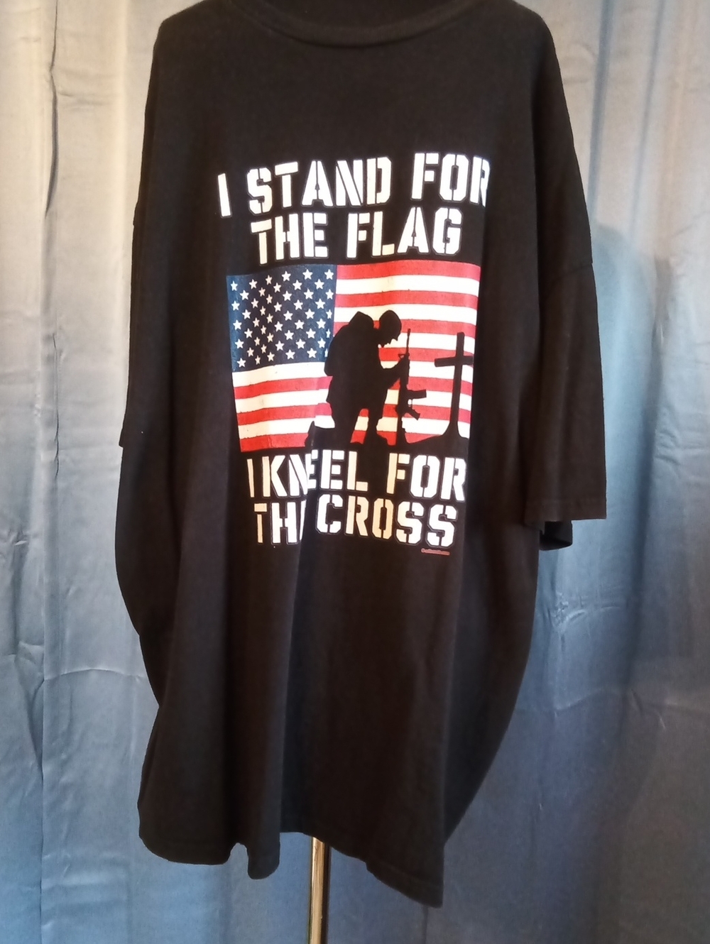 Black Mens Tee with Patriotic Flag & Cross Graphic
